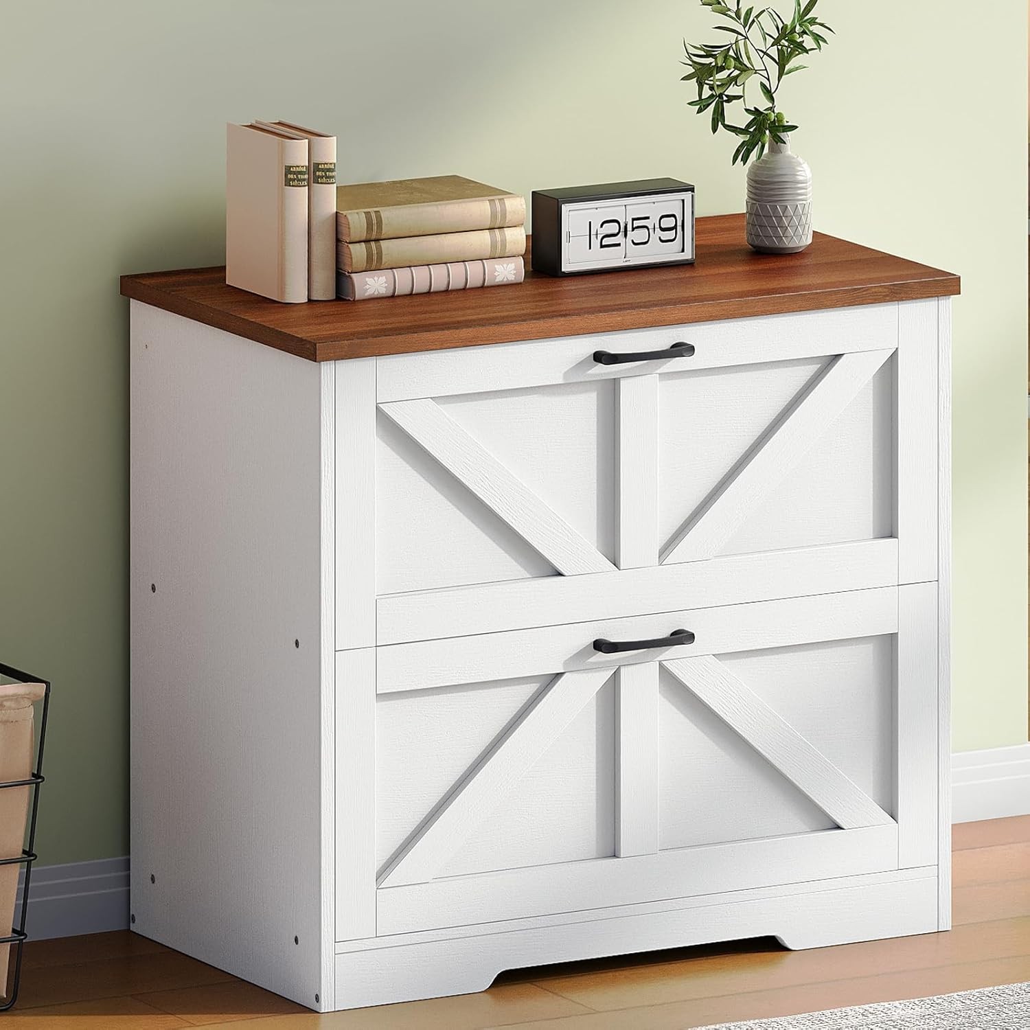 2 Drawer File Cabinet Farmhouse Lateral Filing Cabinet for Letter/A4/Legal Size