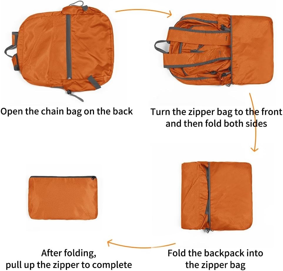 Lightweight Packable Foldable Backpack, Hiking backpack,Travel Backpack Orange