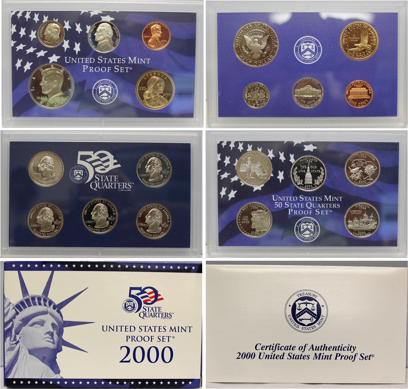 2000 Proof set CN-Clad W/ Kennedy & Sacagawea - (OGP) 10 coins