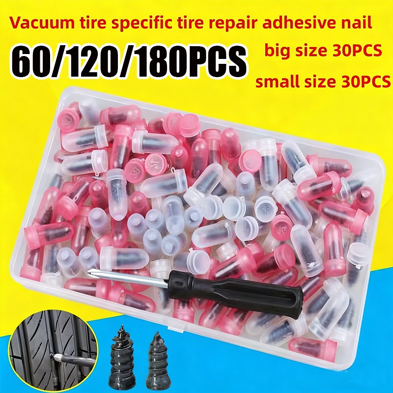 60X Tire Vacuum Repair Screw Rubber Nail Plug Car Tyre Puncture Repair Kit US