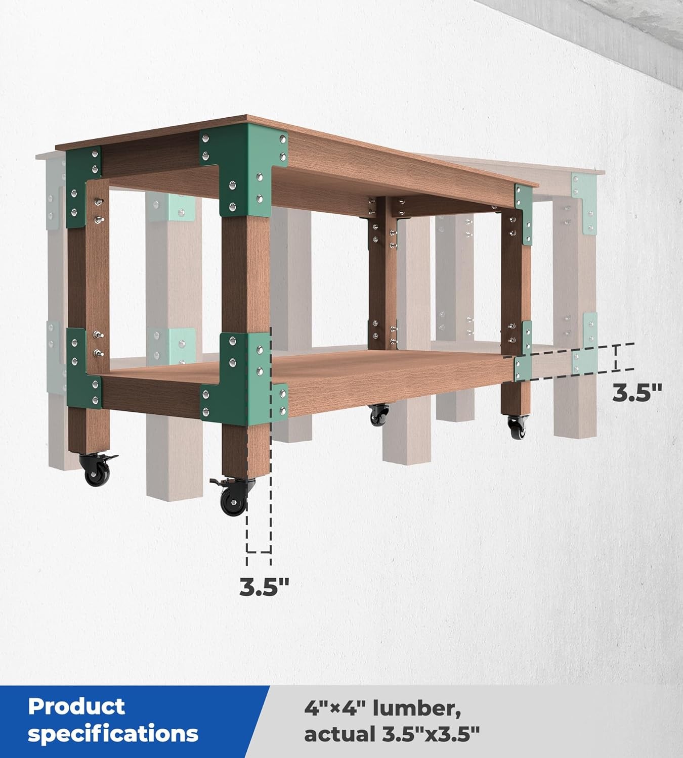 8PCS Workbench Bracket 4mm Steel for 2x4 Lumber Rust-Resistant with Screws DIY