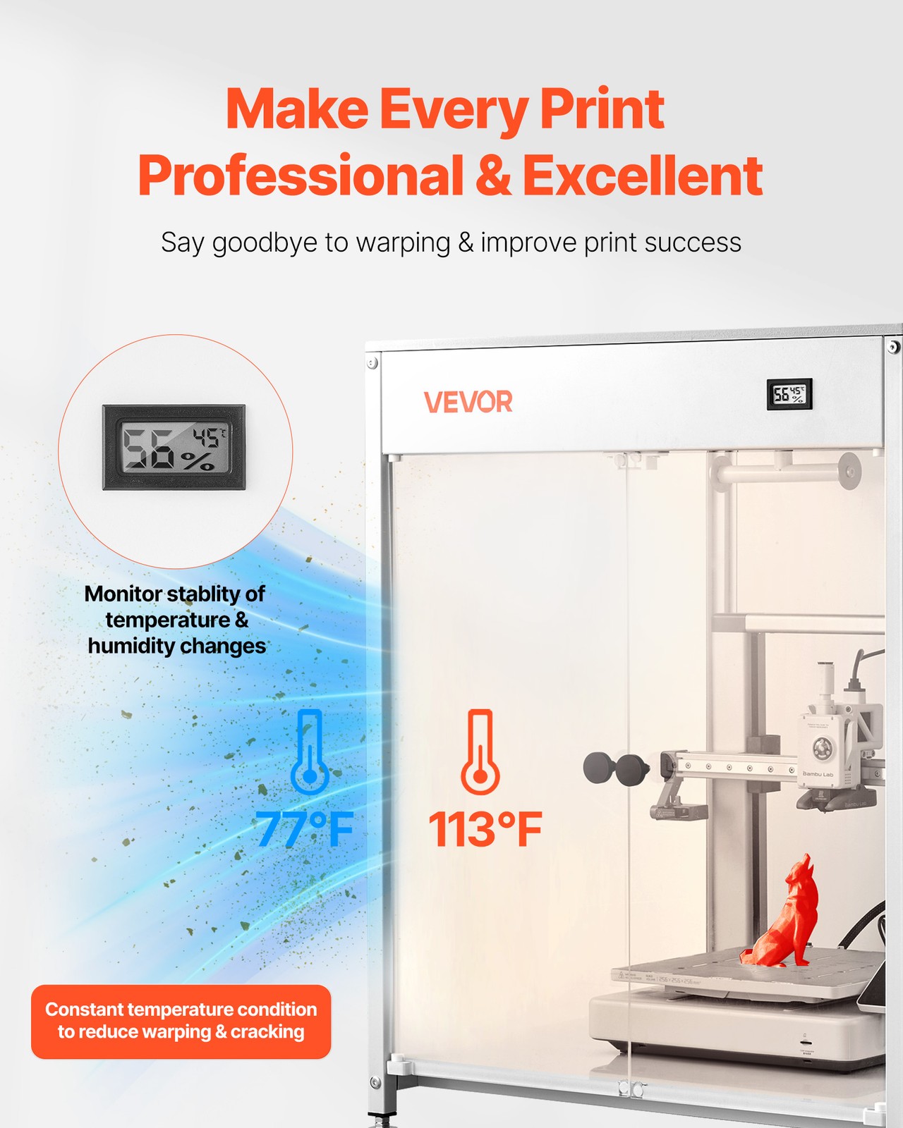 VEVOR 3D Printer Enclosure with Ventilation for Bambu Lab/Ender/Neptune Kobra
