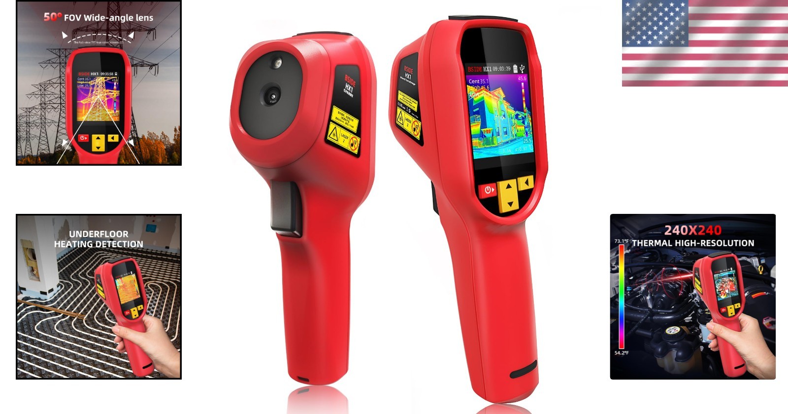 Rechargeable Handheld Thermal Imaging Camera with Laser Pointer & 15 Color Modes