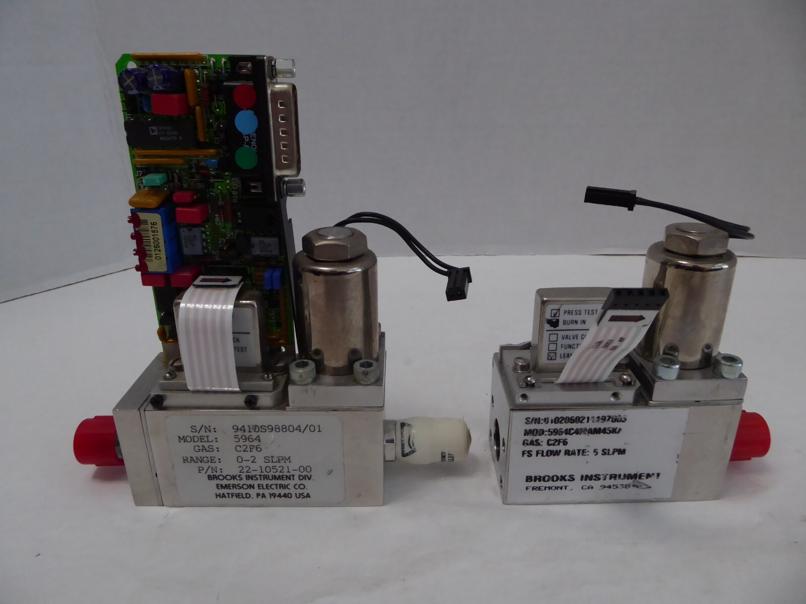 Lot of 2 Brooks 5964 Series Mass Flow Controller - Untested, For Parts of Repair
