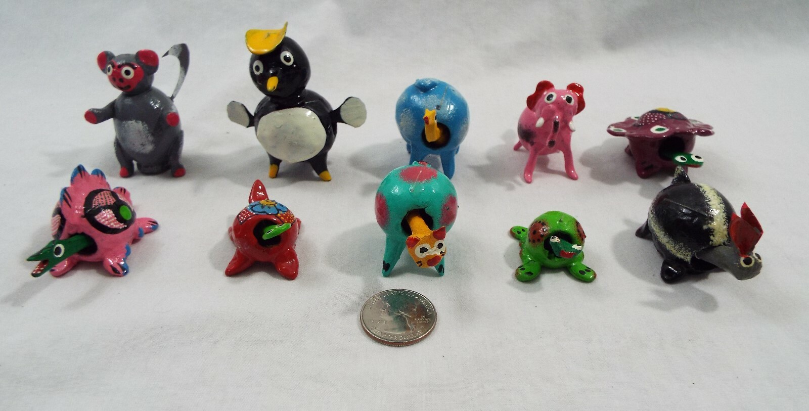 Lot of 10 Assorted Bobble Head Various Animals Elephant Monkey Camel Bunny Frog