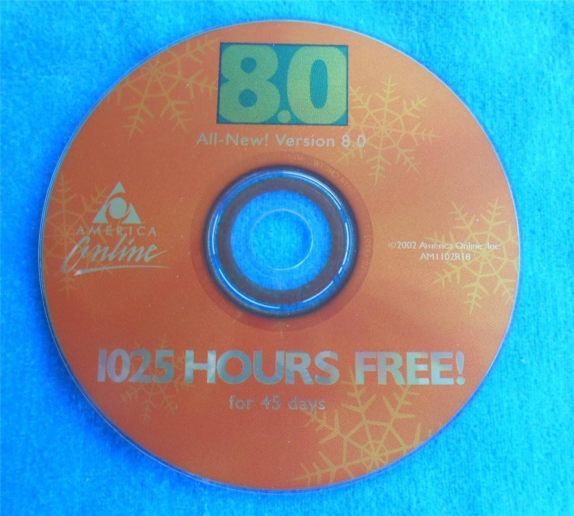 AMERICA ONLINE ~ AOL ~ Version 8.0 ~ VINTAGE ~ Windows CD Disk Promo ~ Snowflake
