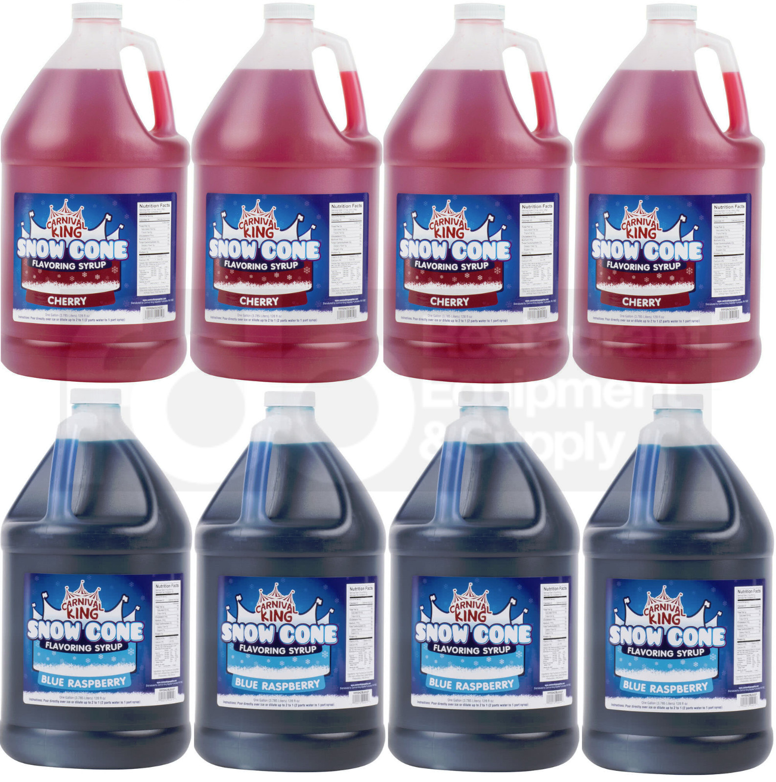 8 GALLON CASE Blue Raspberry Cherry Red Snow Cone Crushed Ice Machine Syrup