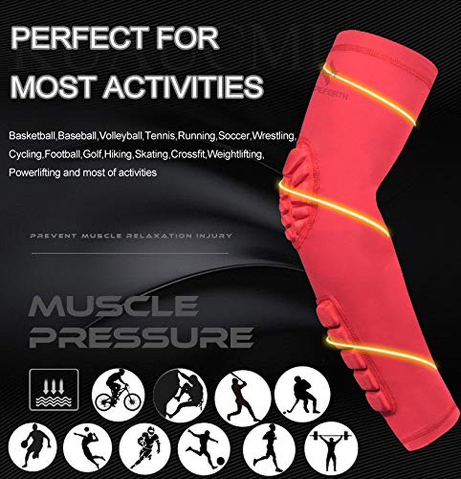 2PCS Padded Elbow Forearm Sleeves Compression Arm Protective Support X-Large