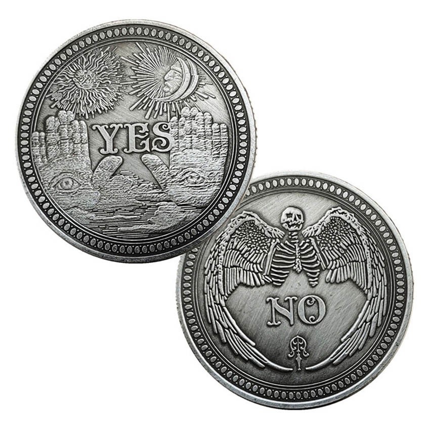 Yes/No Ouija Decision Coin Prediction All Seeing Eye or Death Angel Silver Medal