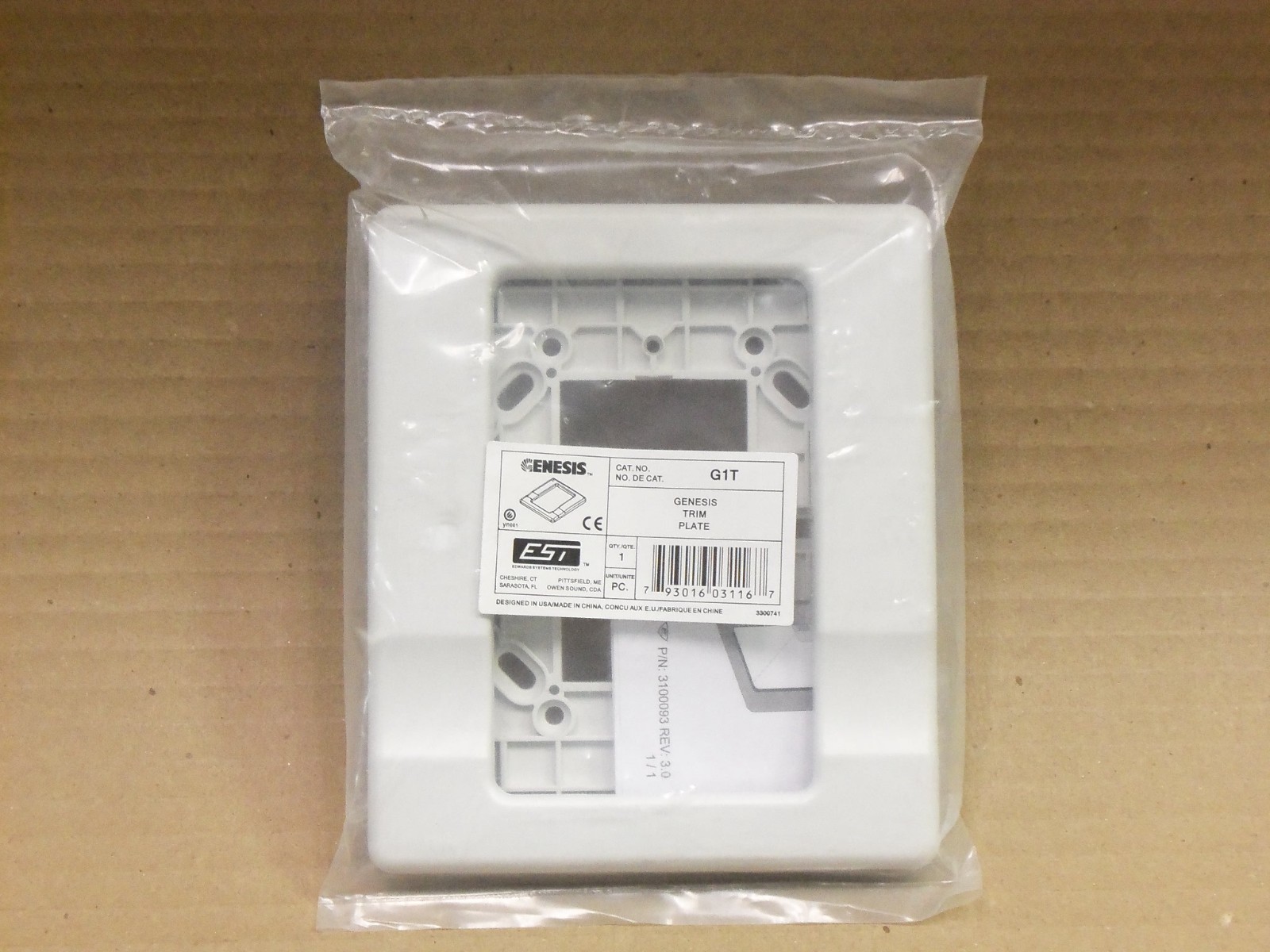 New EST Genesis G1T white trim plate - lot of 2 fire alarm