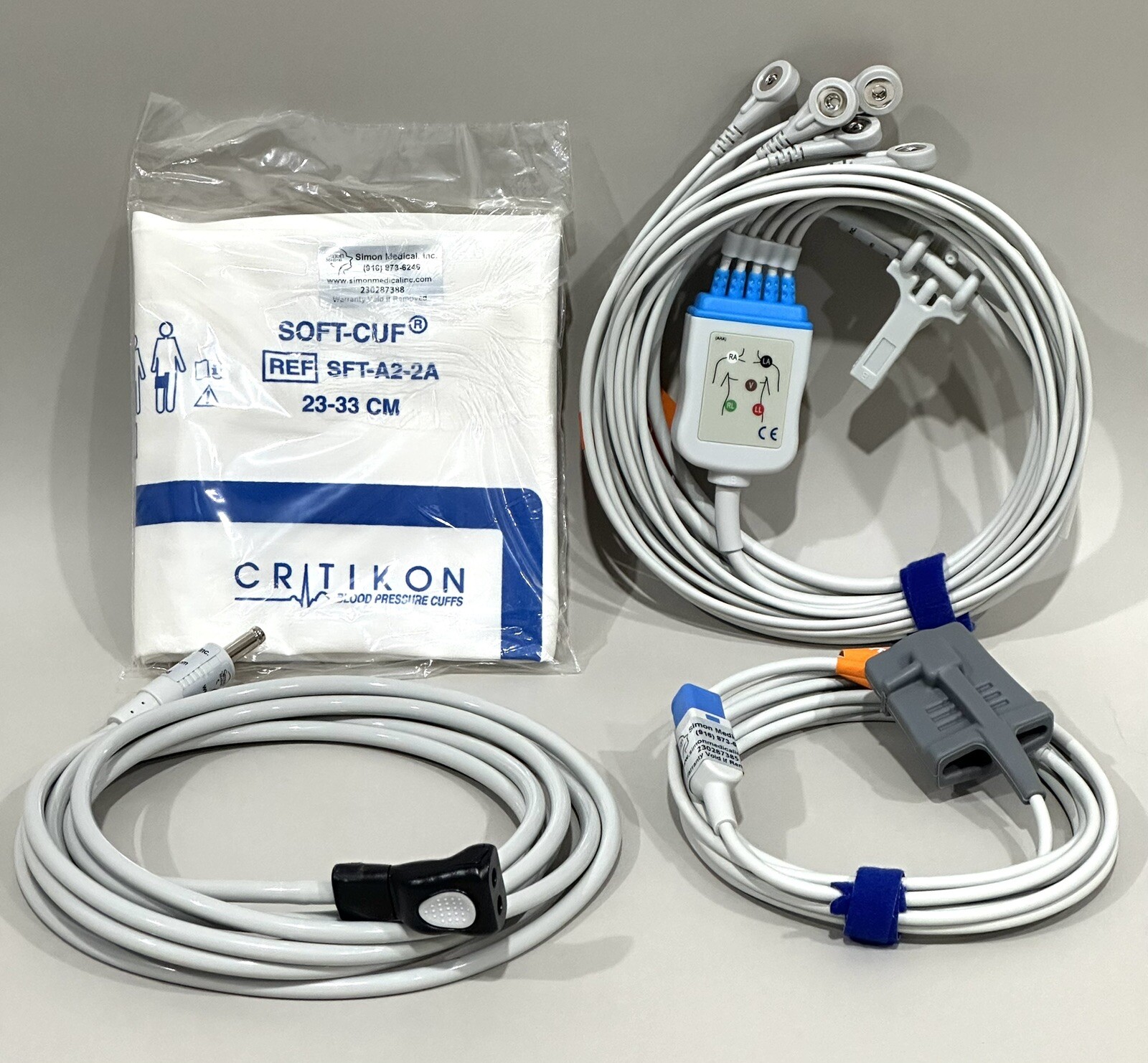 Philips MP20 Accessories Kit Bundle - Cuff, Hose, SpO2, 5-Lead ECG