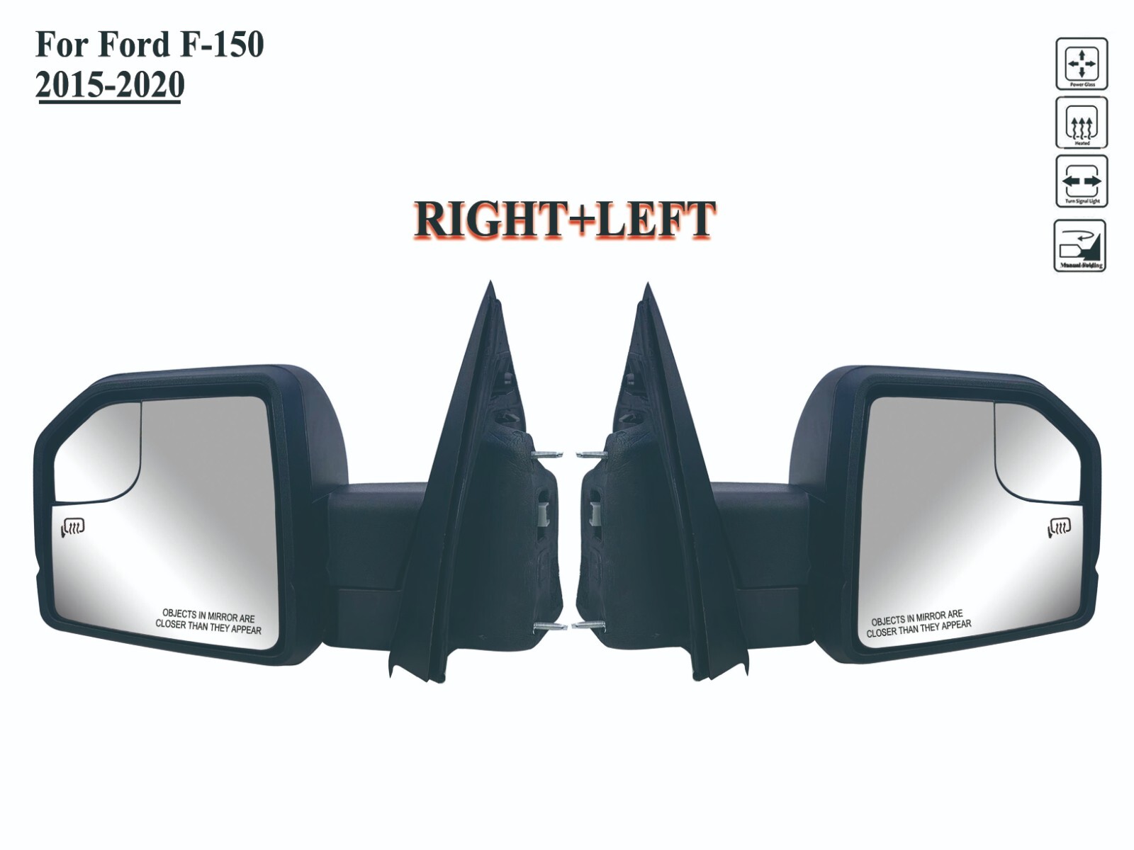 Pairs Right+Left Side Door Mirror Power With Signal Light For 15-20 Ford F-150