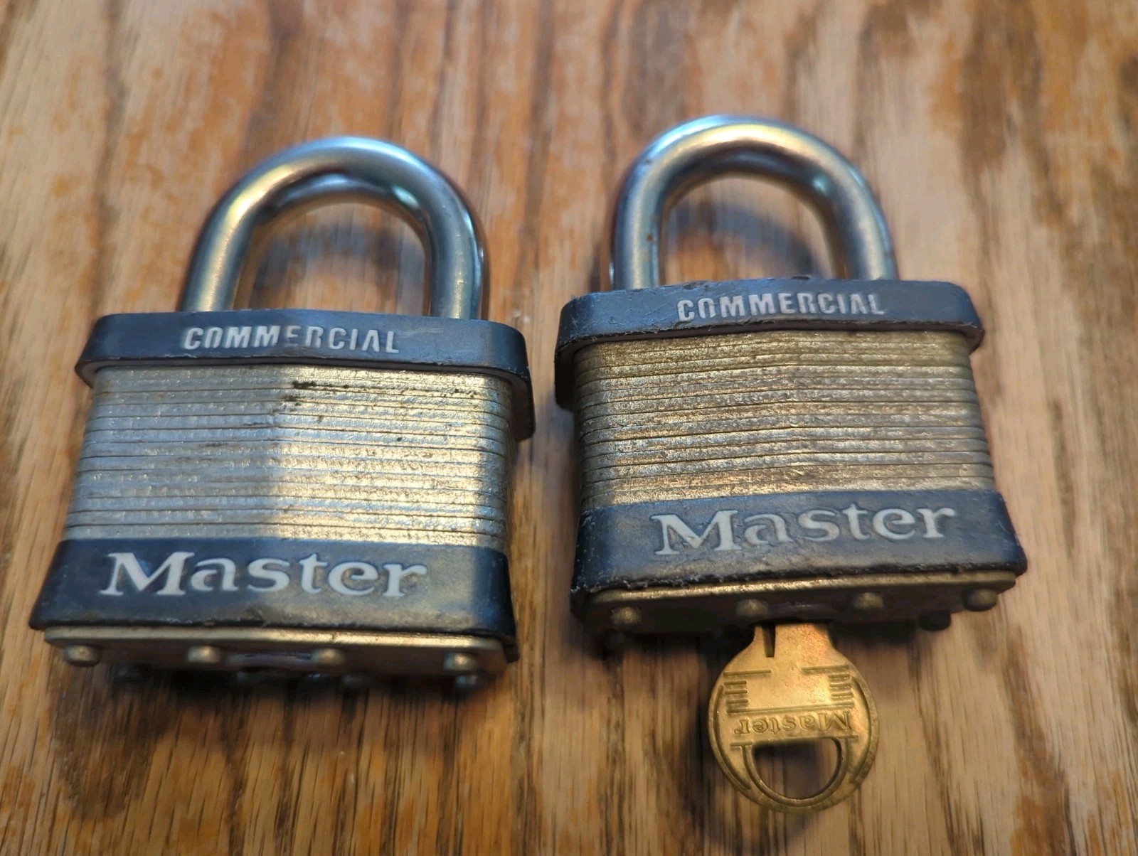 2 Master Lock No.5 Padlocks Laminated Steel With 1 Key