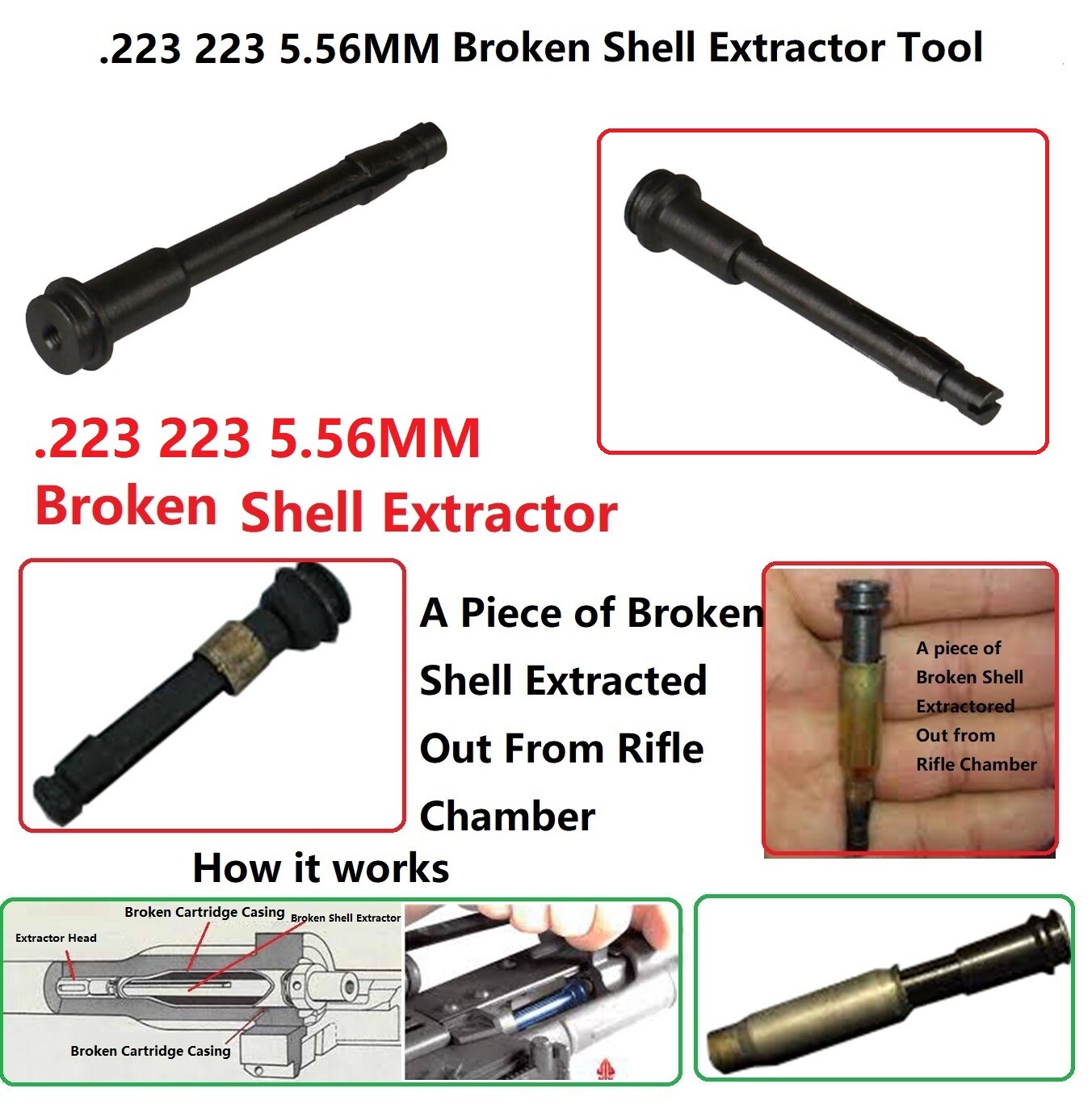 223 .223 Broken Shell Extractor .223 Remington Steel Black