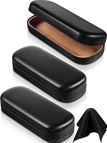 3 Pieces Black Hard Shell Glasses Case Portable Hard Eyeglasses Case Pocket