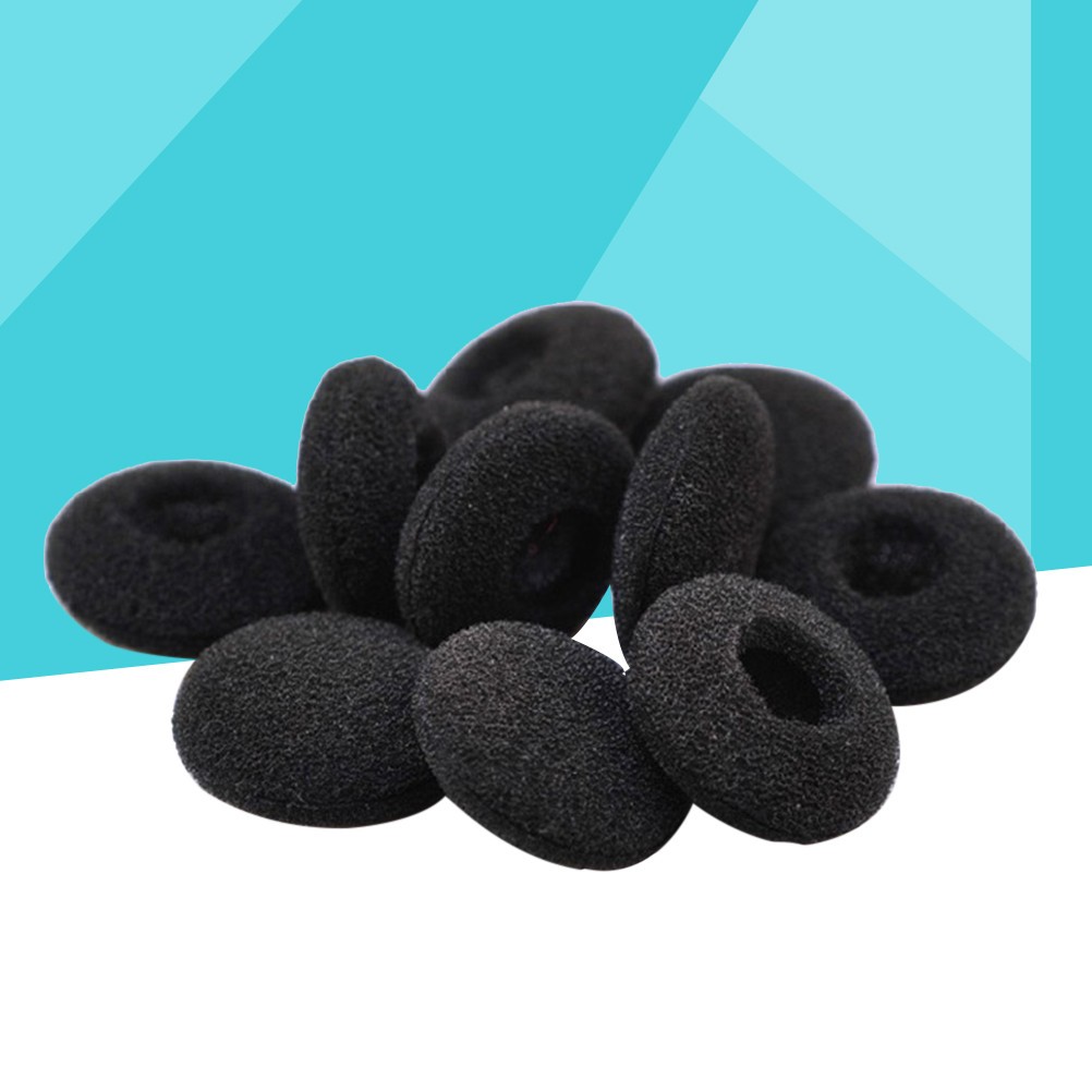10Pcs Reusable Sponge Earphone Covers Black Foam Ear Pads for Earbuds