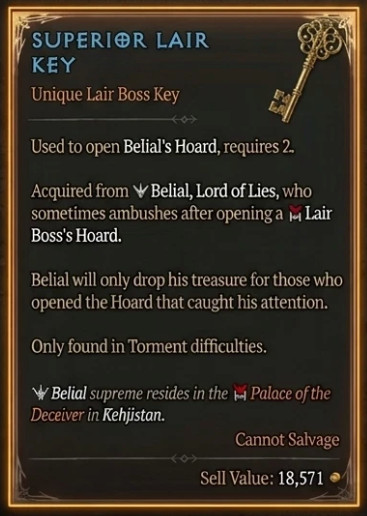 Diablo 4 S14 Season 14 50x Superior Lair Key