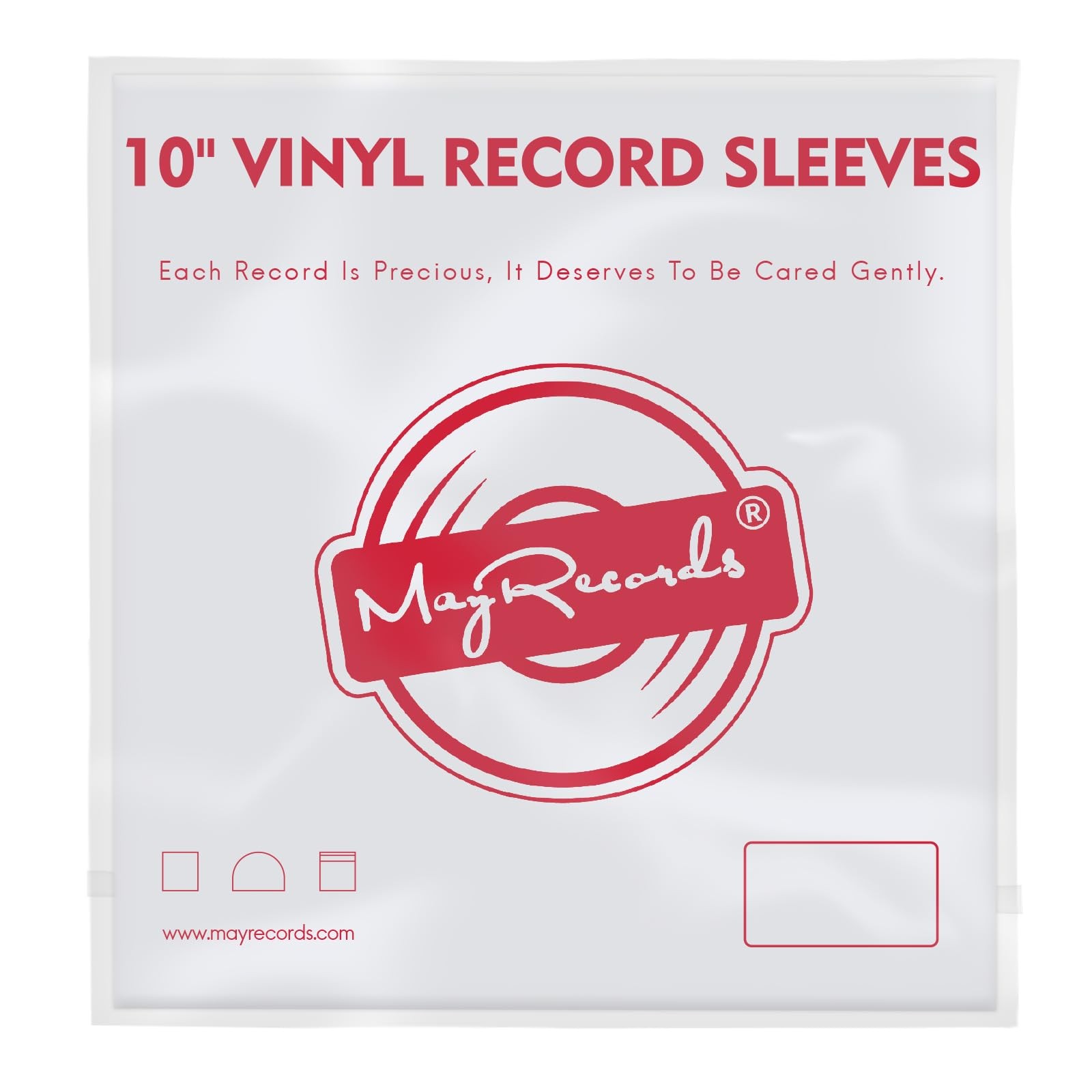 50pcs 10 inch Vinyl Record Outer Sleeves with Flap 10 inch, Clear