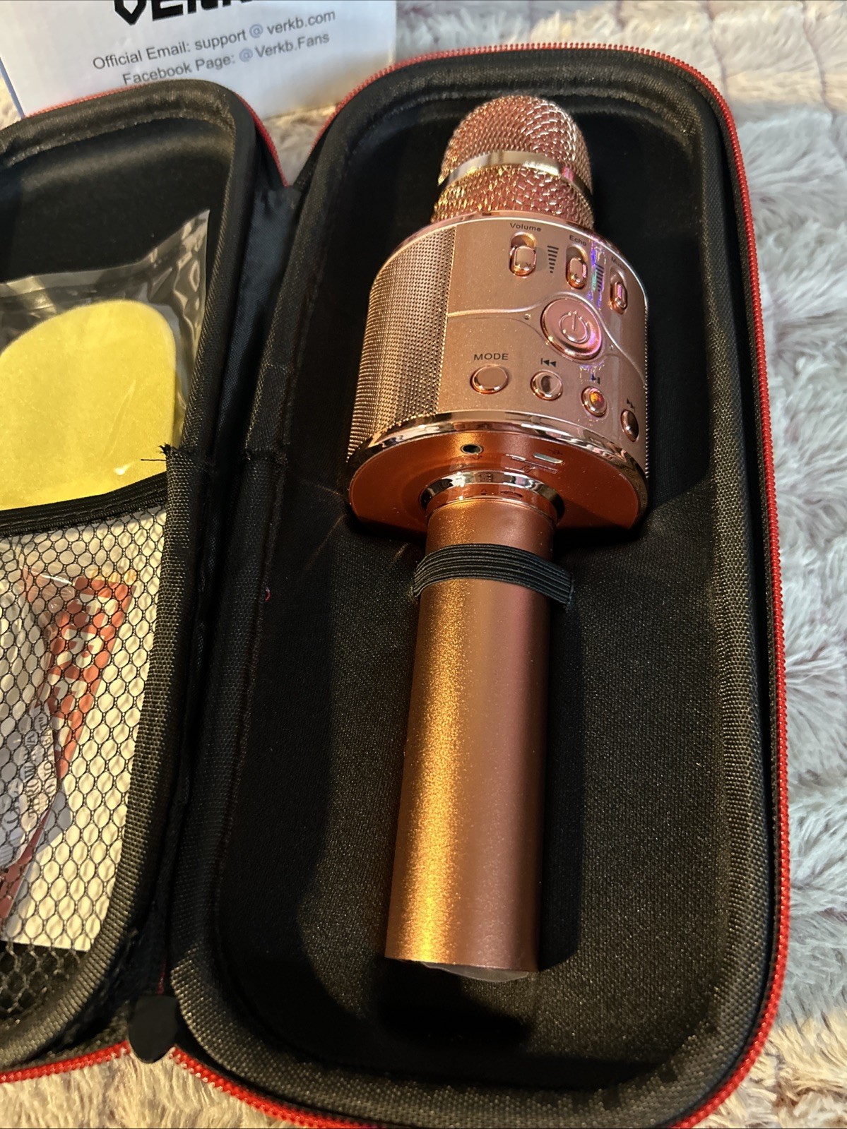 VERKB Wireless Microphone Rose Gold Karaoke