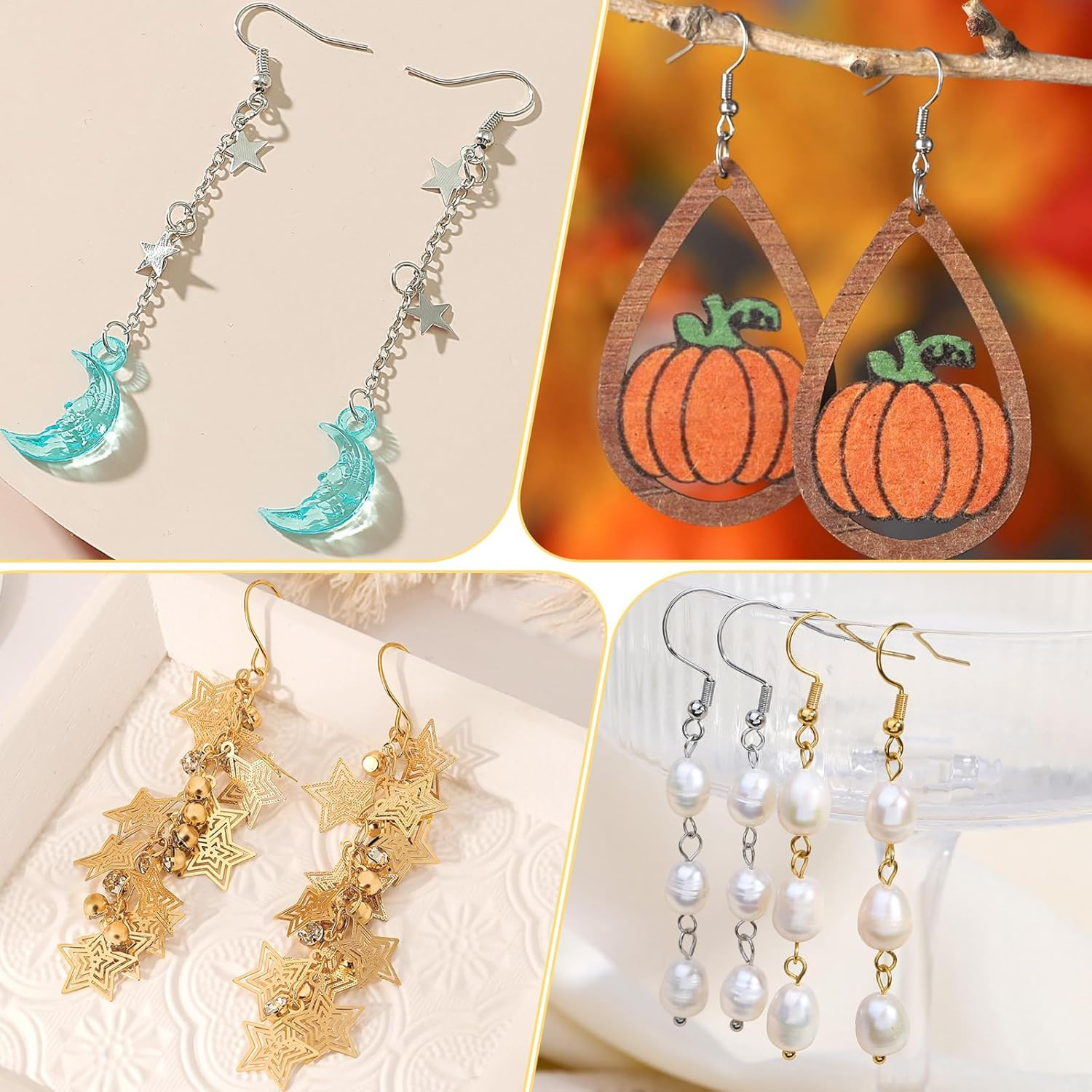 3480Pcs Earring Making Supplies Kit with Hooks, Pins, Jump Rings, Backs, Post...