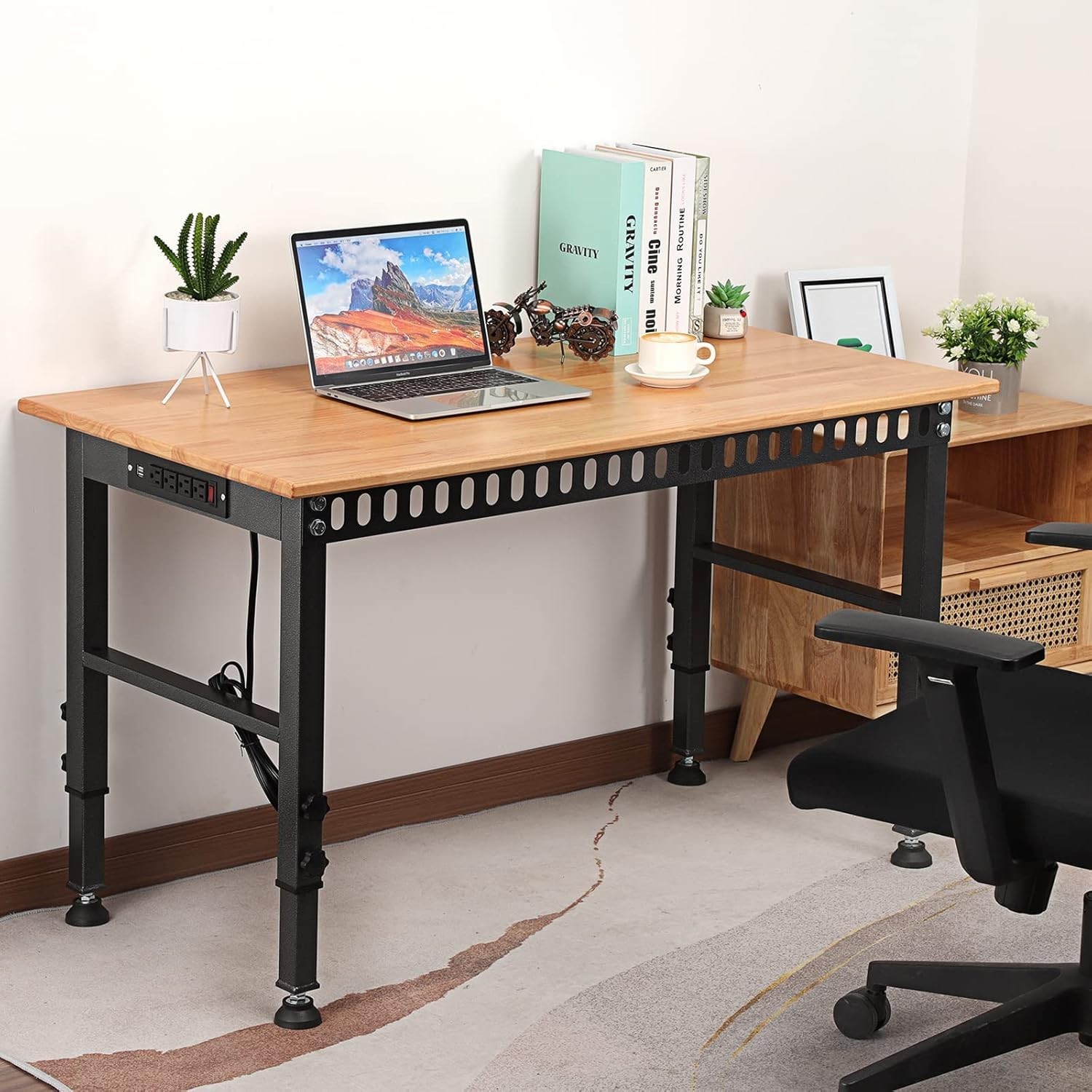 Versatile 48" Adjustable Workbench: 2000 lbs Load + Integrated Power Outlets