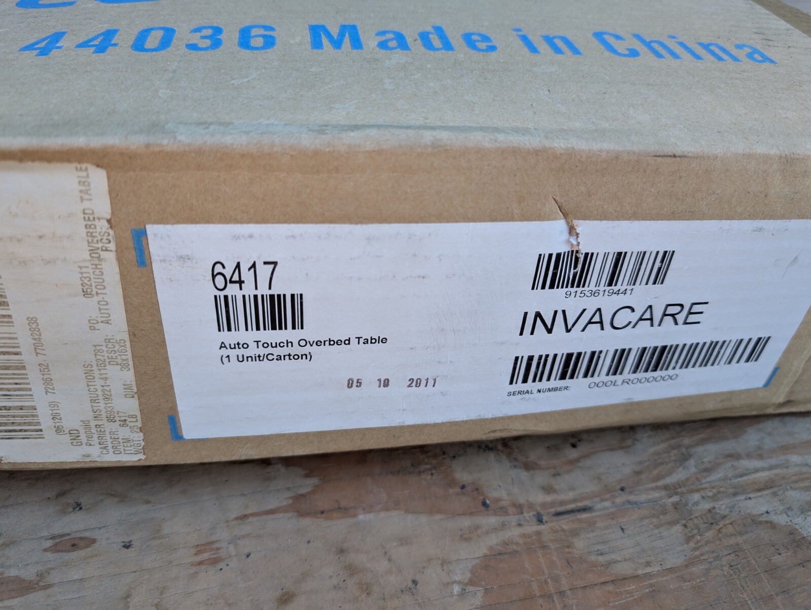 Invacare Overbed Table Hospital Style New In box