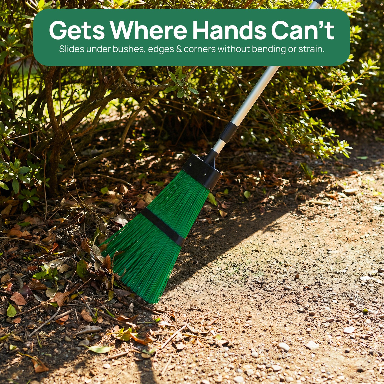 Extendable Long Handle Garden Leaf Broom Cleaning Tool for Leaves Grass & Debris