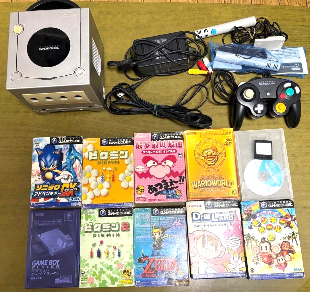 Nintendo GameCube Silver Console + Gameboy Player + Startup Disc + Games Working