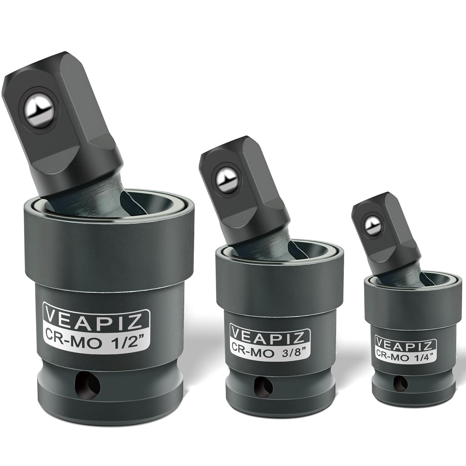 3Pcs Impact Universal Joint Socket Swivel Set， 1/4", 3/8", 1/2" Drive Socket ...