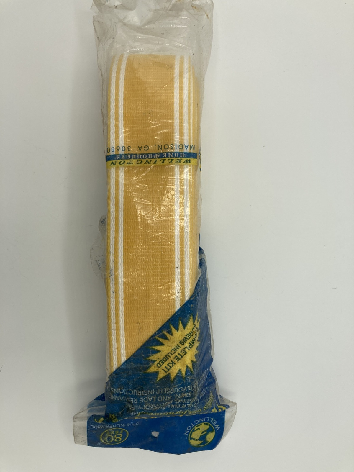 Vintage Wellington Lawn Furn Re-Web Kit 80 Feet Yellow White Stripe NOS