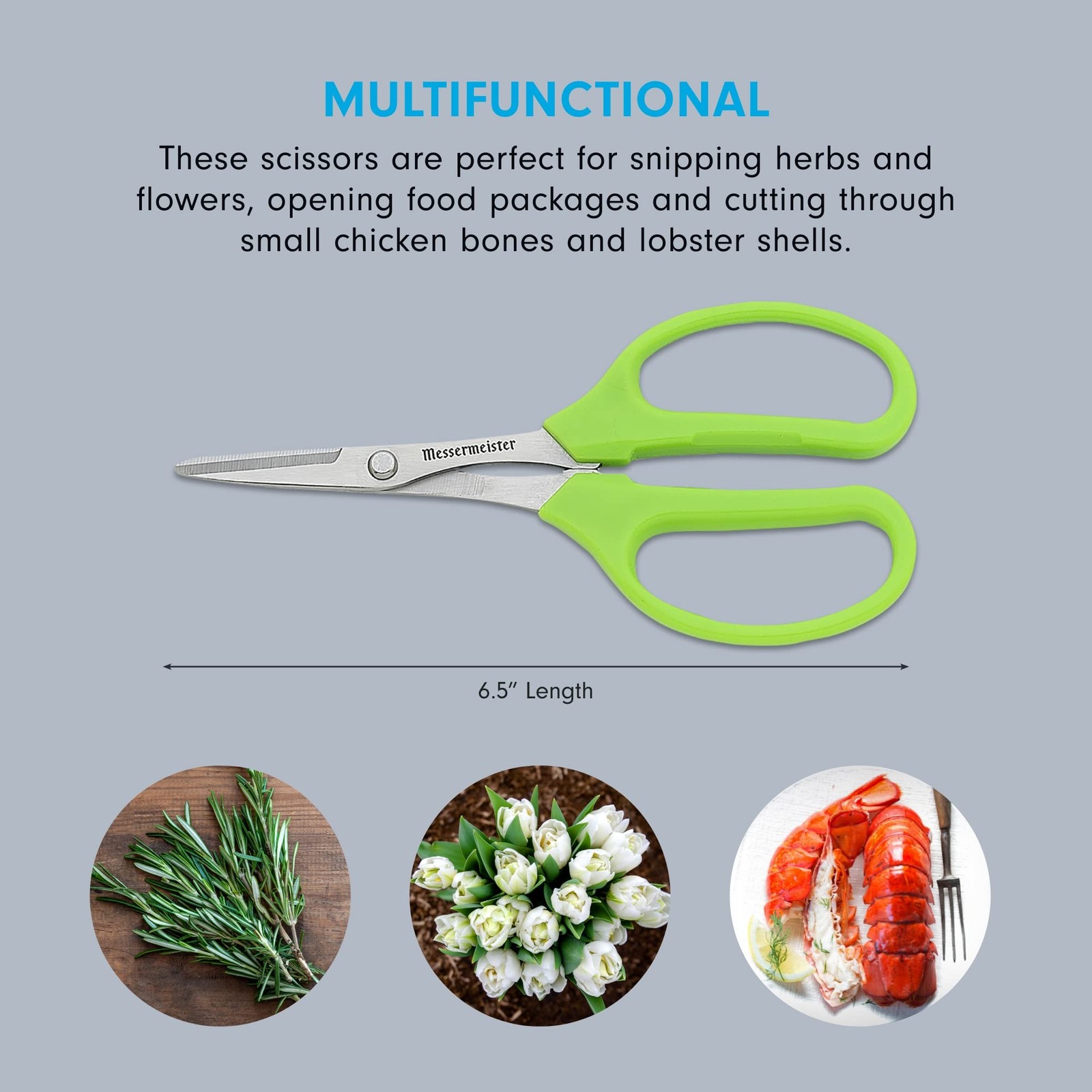 Messermeister 6-Inch Culinary Scissors, Green - All-Purpose Kitchen Scissors ...