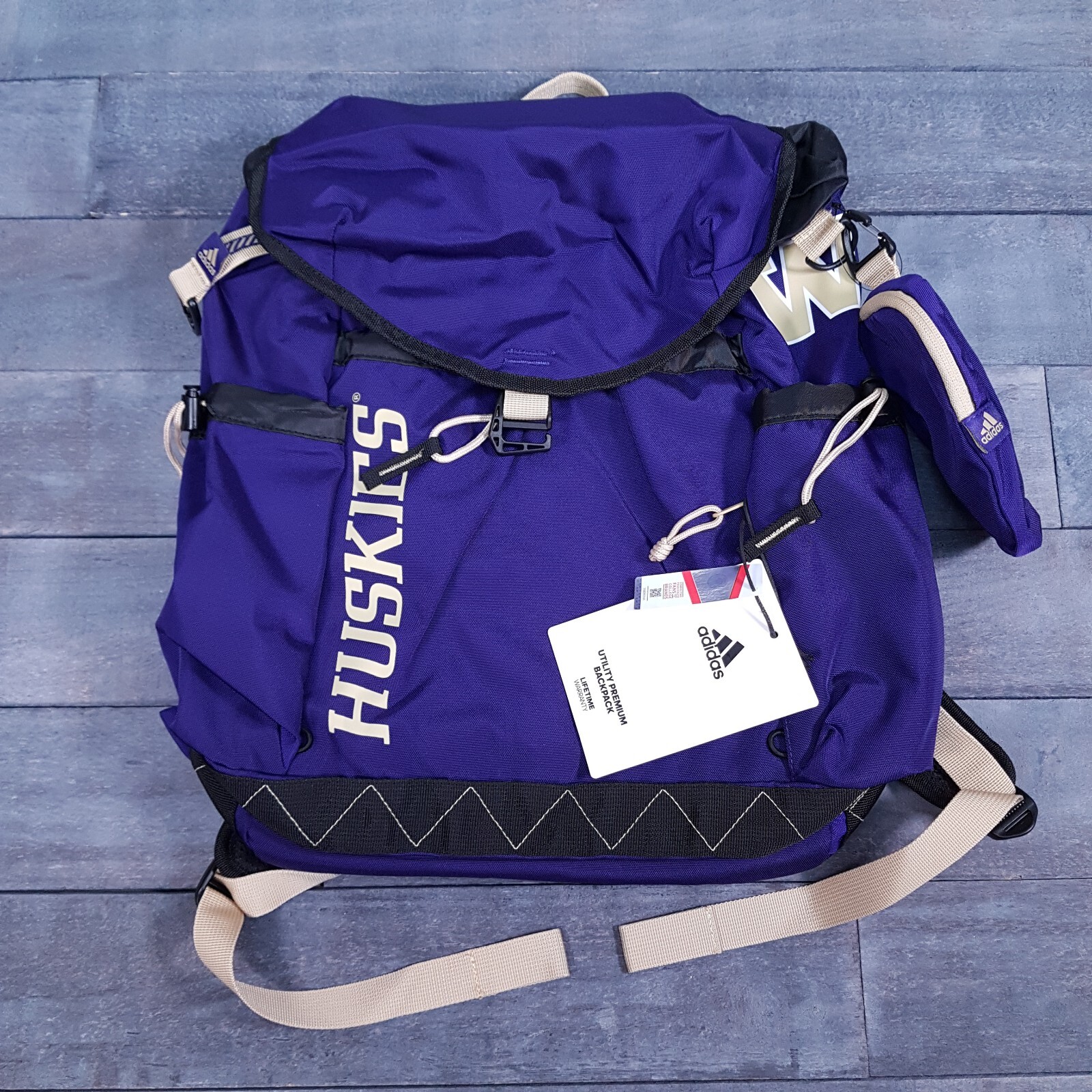 ADIDAS Collegiate Washington Huskies Utility Premium Backpack Purple Gold