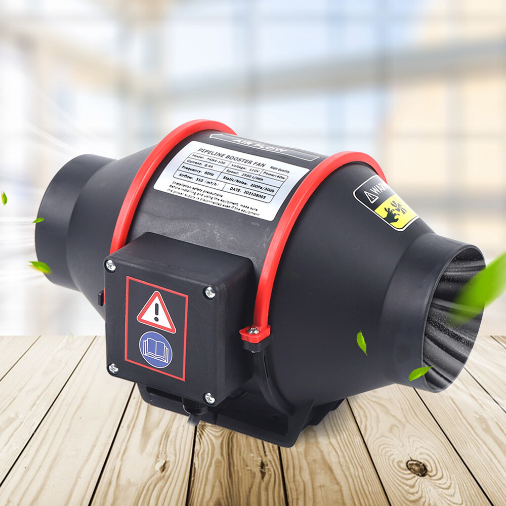 4'' 310 CFM Silent Exhaust Inline Duct Fan Ventilation Blower Fan Air Circulatio