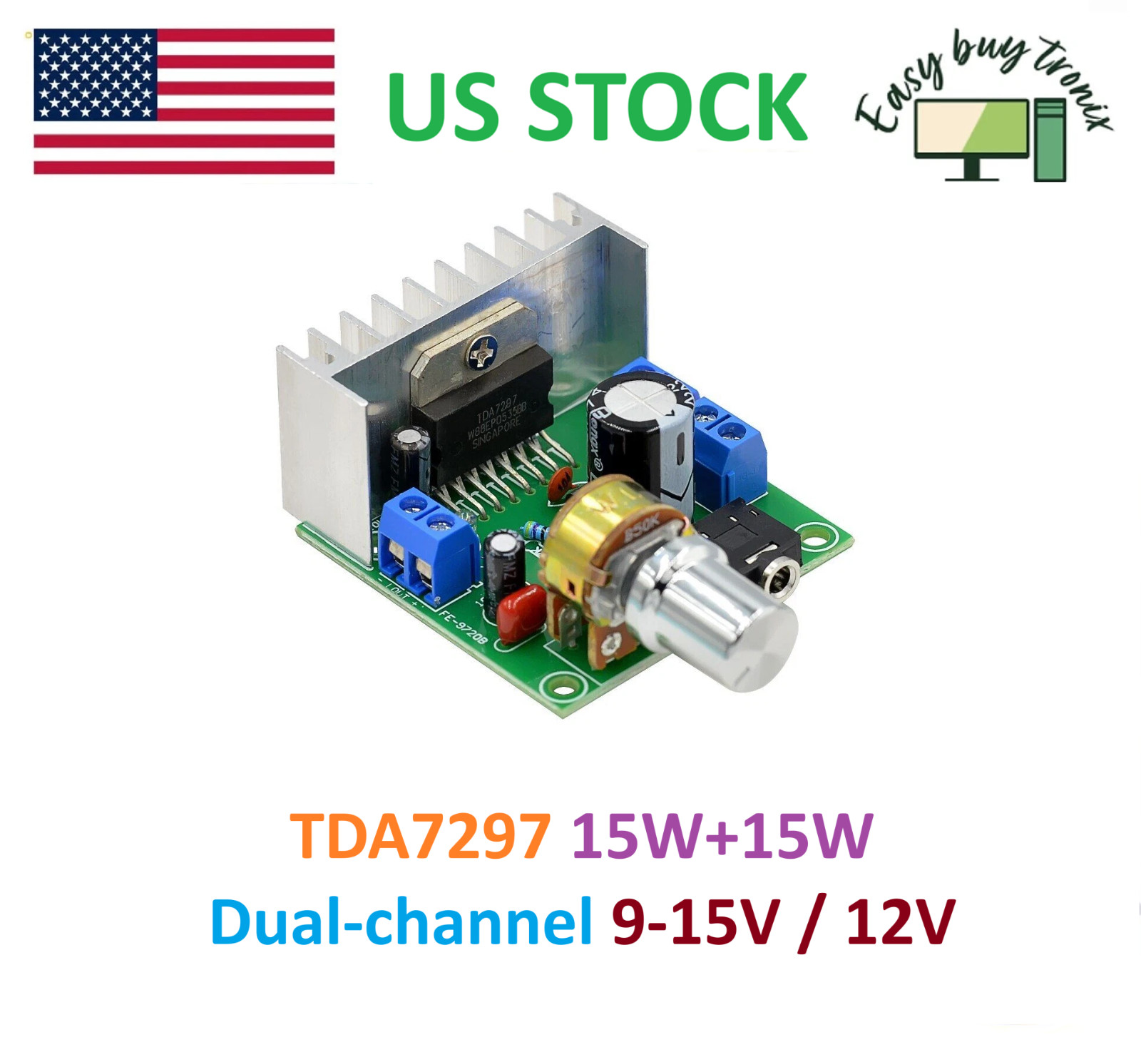 2Pcs TDA7297 15W+15W Dual-channel Noise-free 12V Power Amplifier AMP Board