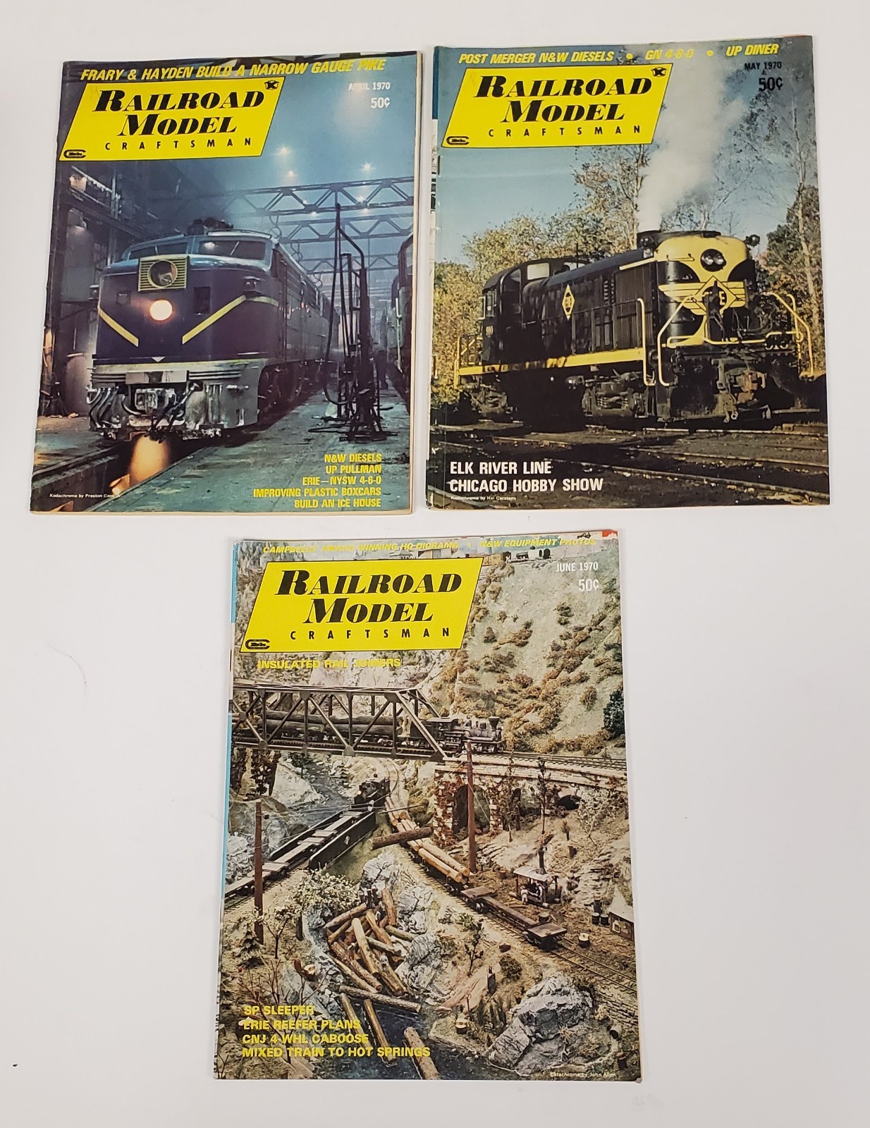 Lot of 3 vintage Railroad Model Craftsman magazines from 1970 in Good condition.