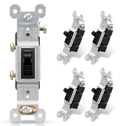 Single Pole Toggle Light Switch, 1Amp, 120 Volt, Without Wall Plate 5 Black