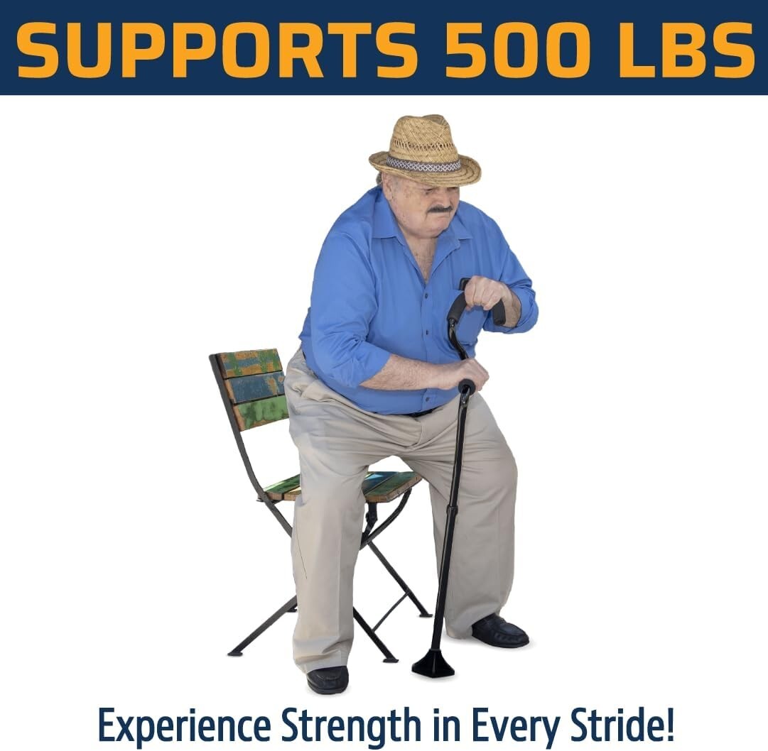 StrongArm Comfort Walking Cane + Self Standing Base + Adjustable + Lightweight