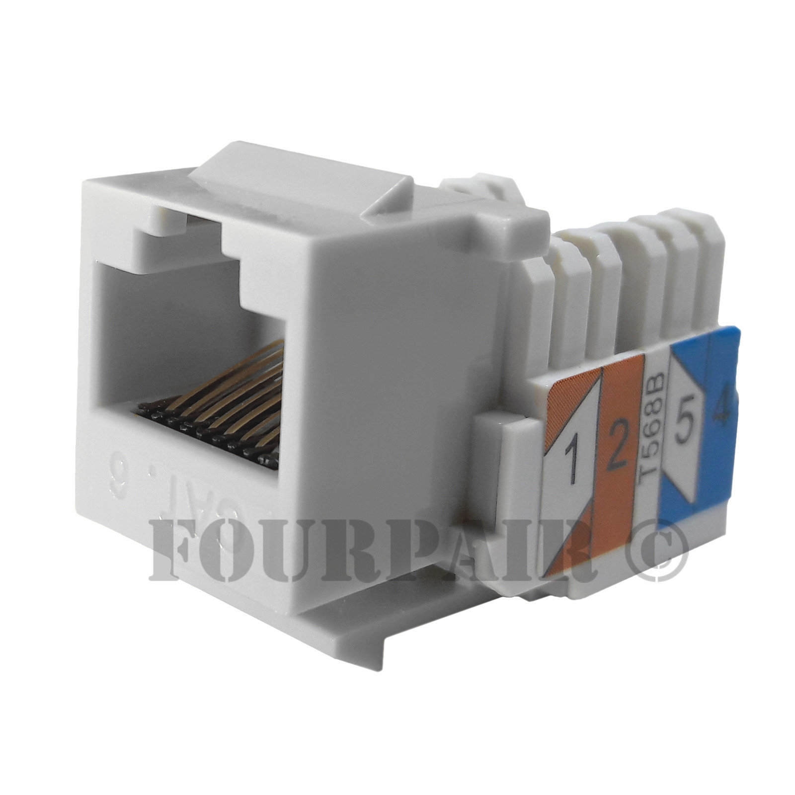 CAT6 Network Ethernet RJ45 Port 110 Punch Down Keystone Snap-In Jack New - White