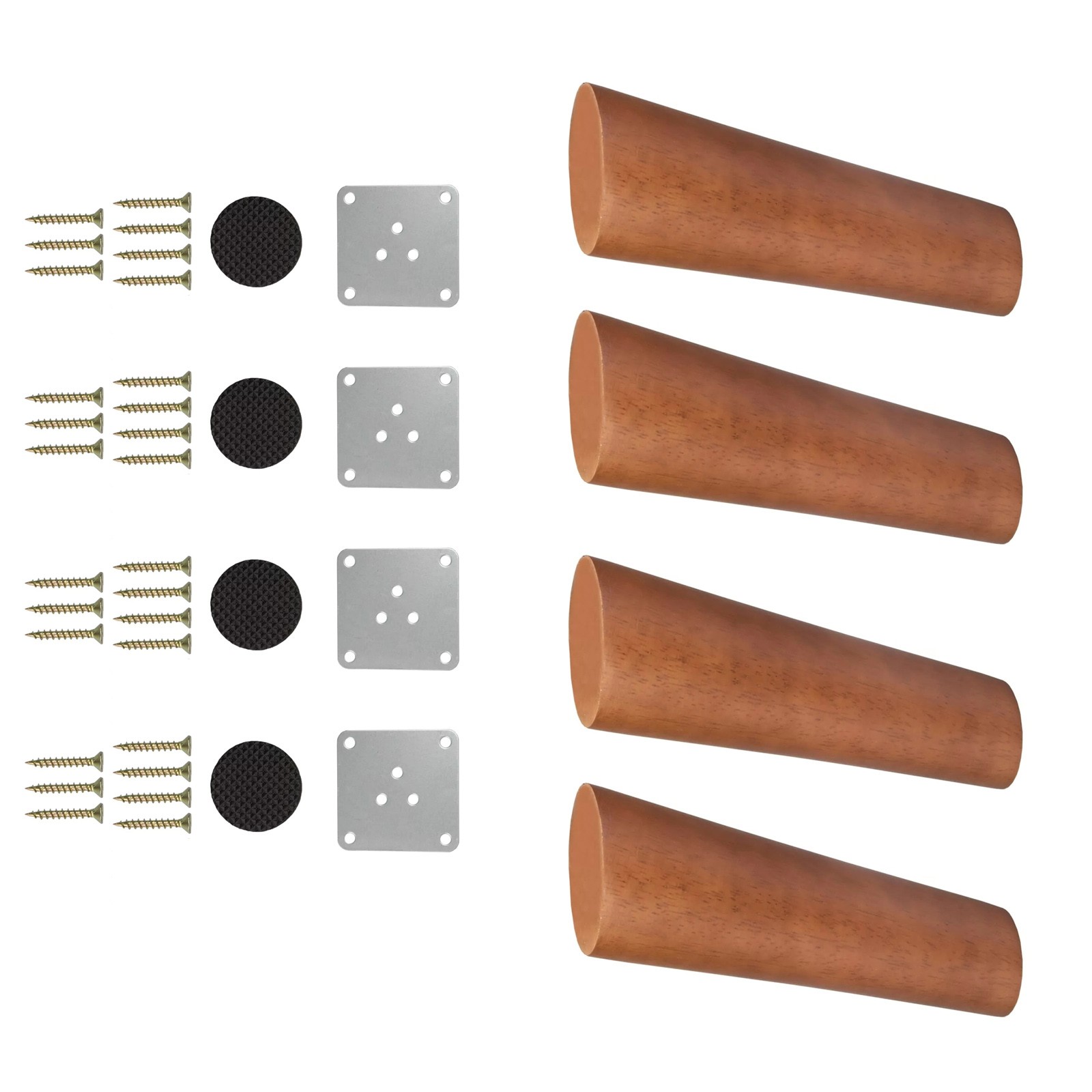 4PCS 6" Tapered Oblique Walnut Wooden Furniture Leg-Set For Sofa Cabinet