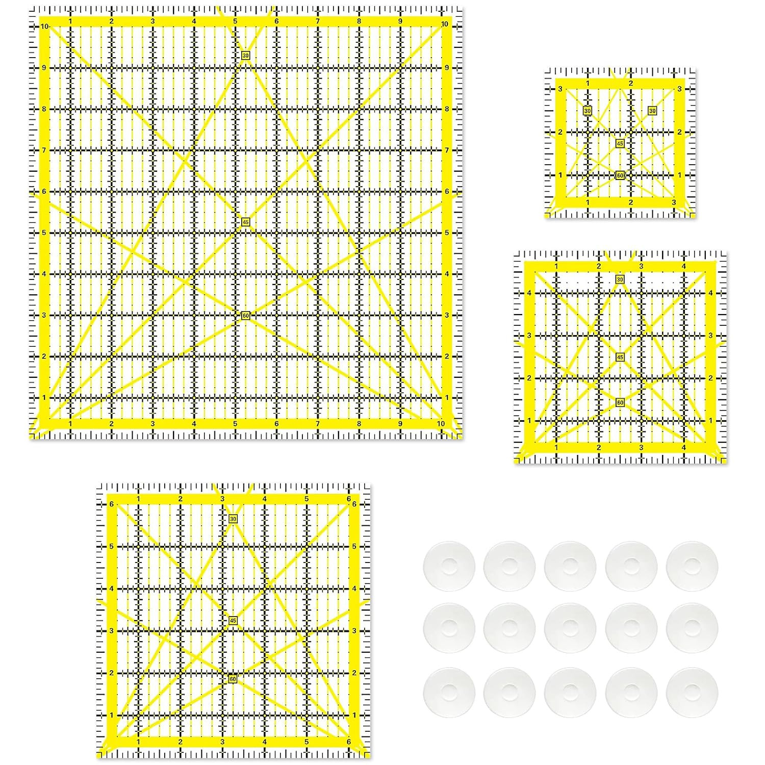 Quilting Rulers, Sewing Rulers, 4 Piece Quilting Square Templates, Acrylic Ruler