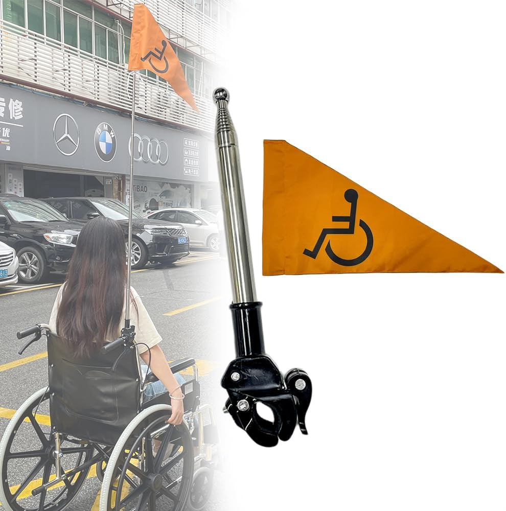 Handicap Flag for Wheelchair & Mobility Scooter, 4 Ft Folding High Visibility Or