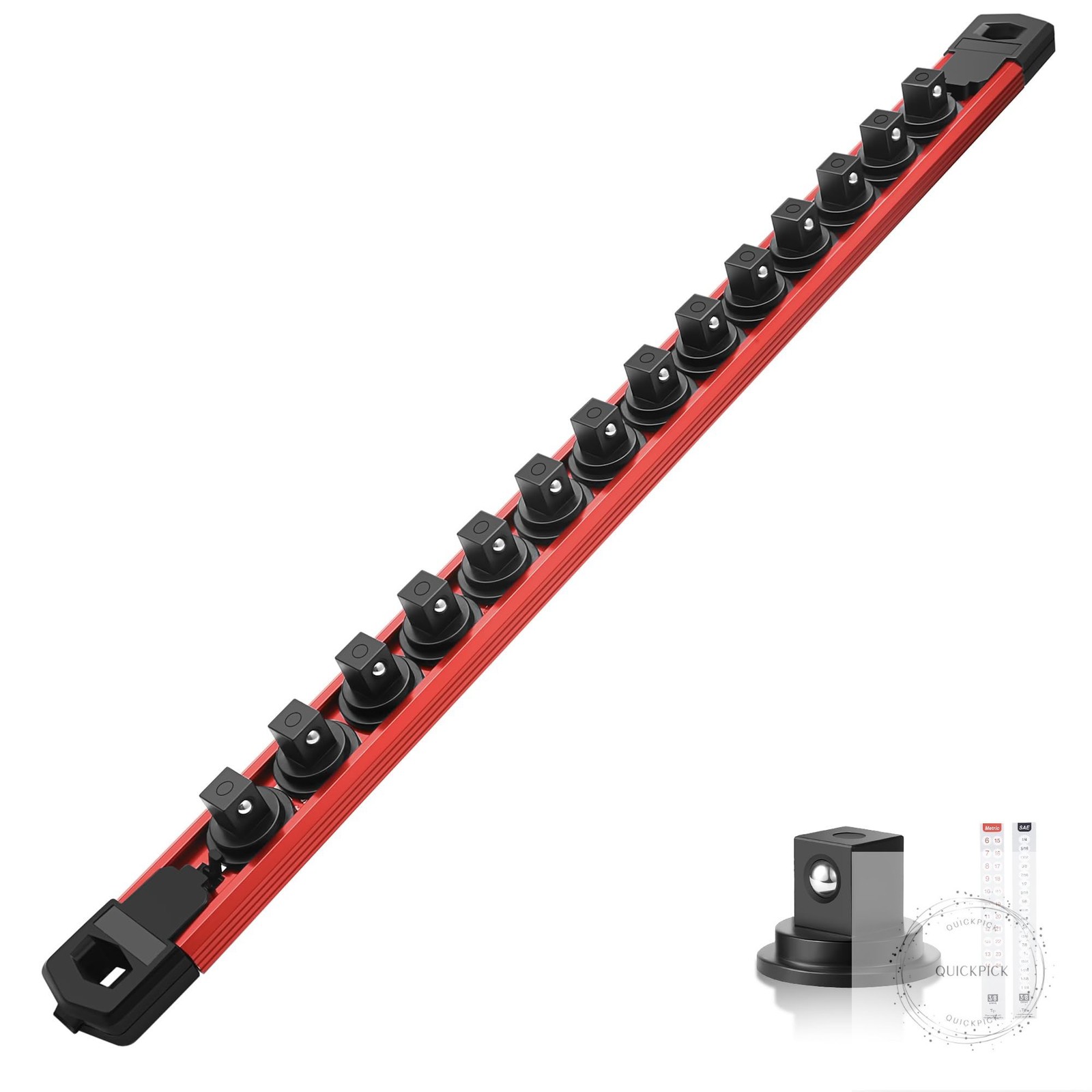 Magnetic Socket Organizer, 3/8" Drive Aluminum Alloy Socket Rail, Heavy Duty Mag