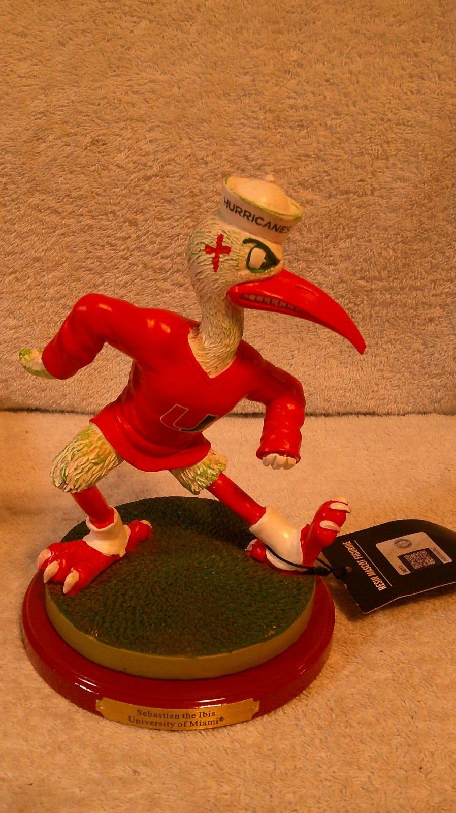 University Of Miami Florida Hurricanes Sebastian the Ibis Mascot Figurine 7.5"