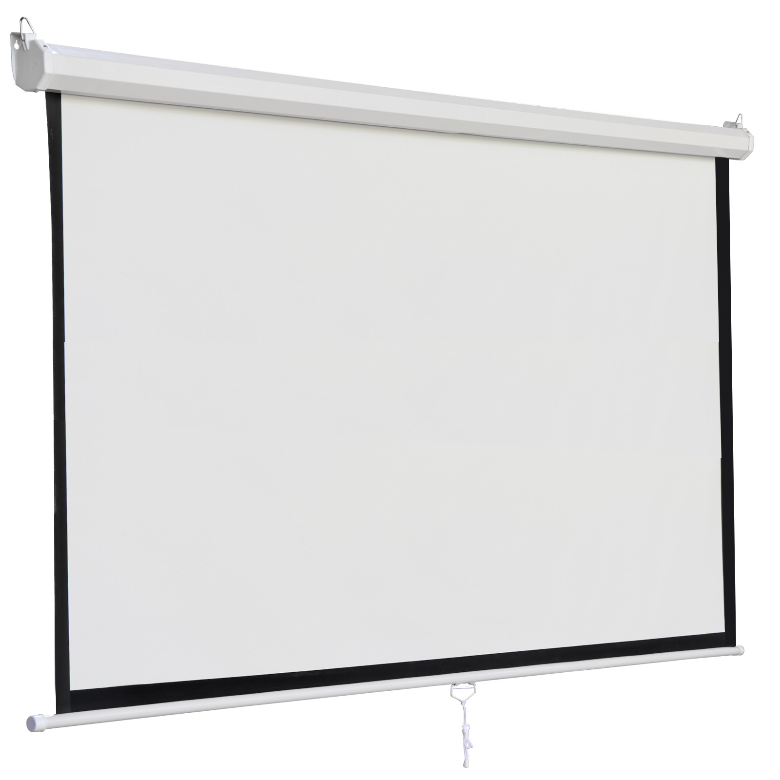 119" 1:1 Projection Projector Screen Home HD Movie Matte White Manual Pull Down