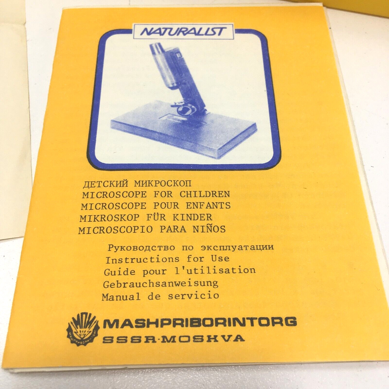 1989 Vintage The Naturalist Microscope by MedPro Systems Yellow Made in USSR