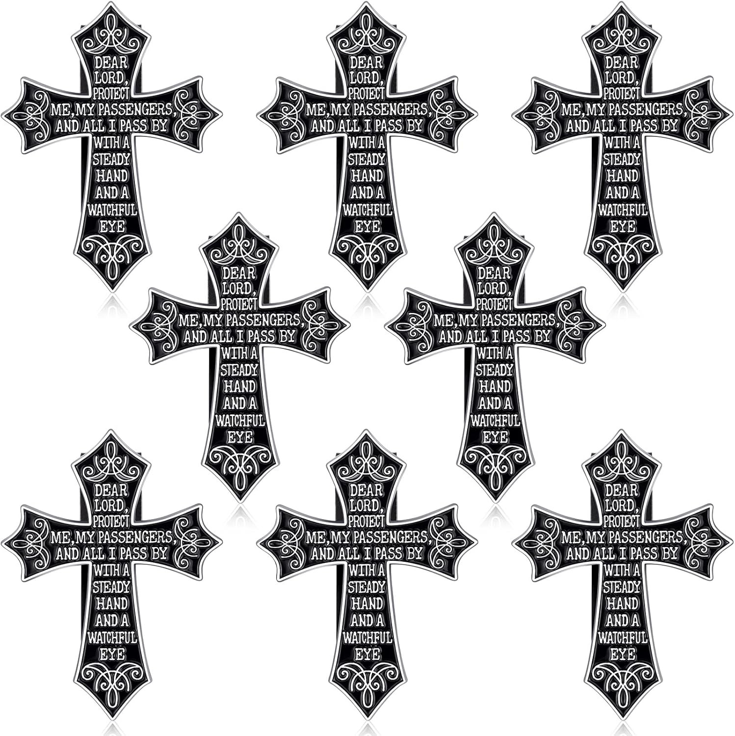 Tallew 8 Pcs Religious Visor Clips for Cars, Guardian Angel Traveler Prayer Cros
