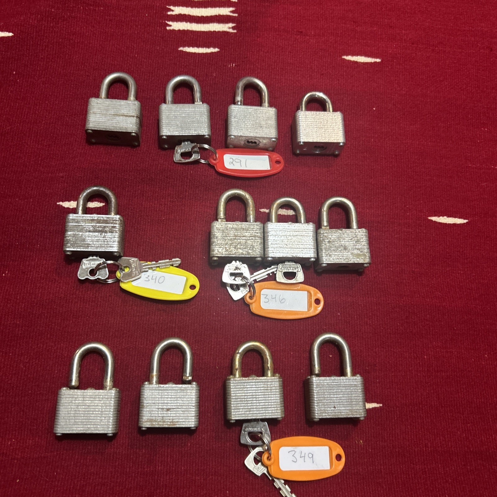 Vtg 12pc Lot Master Lock #22 Padlocks w/Keys 291 340 346 349