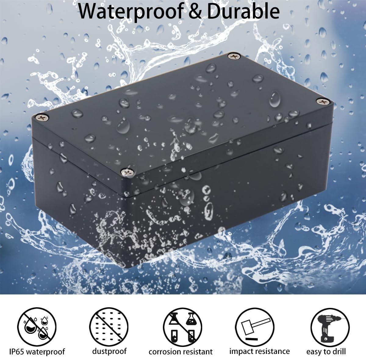 2 Pack Project Box Waterproof Plastic Junction 3.94x2.68x1.97(2Pcs), Black