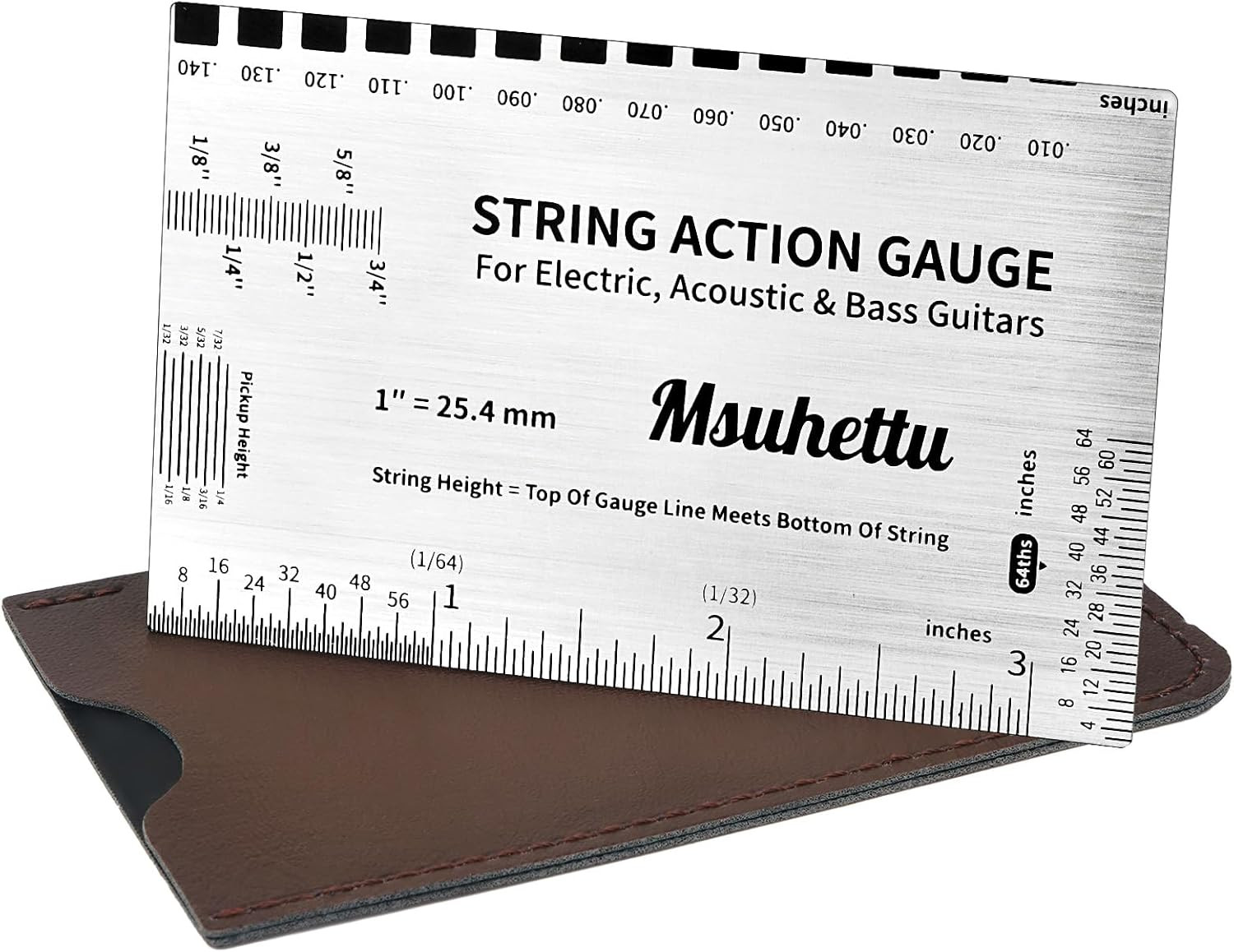 String Action Gauge Ruler, Upgraded Guitar String Height Gauge with Inch & Metri