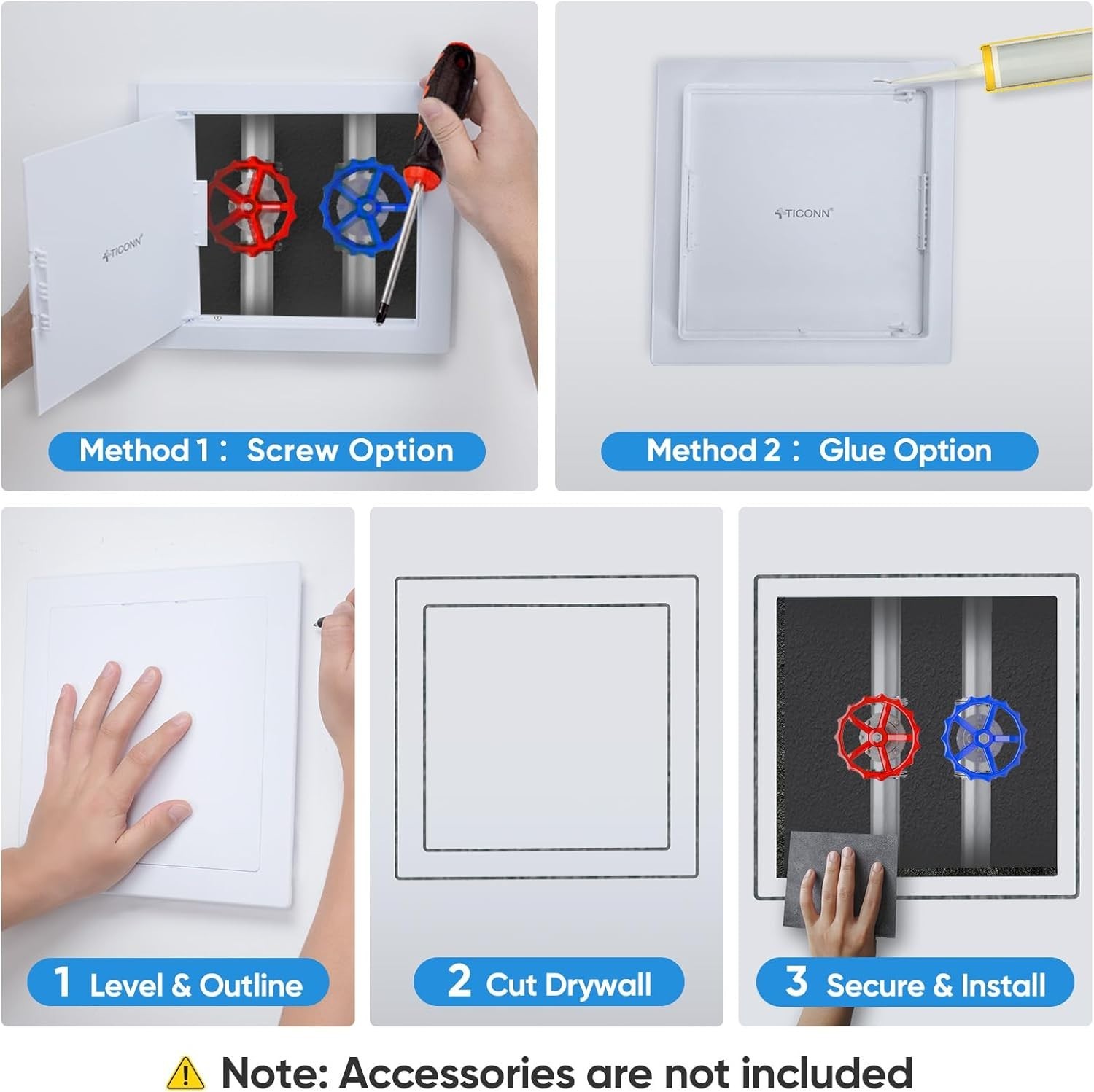 Seamless 14x14 Inch Drywall Access Panel with Discreet Notches - DIY Friendly
